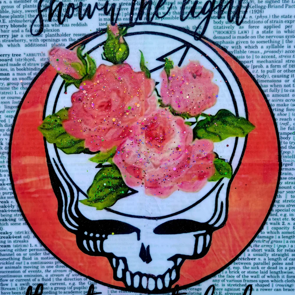 16x20 Grateful Dead Wall Art Canvas Sparkly Bright Handmade Music Wall Decor
